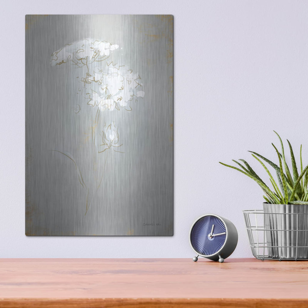 'White Floral Sketch 2' by Danhui Nai – Metal Wall Art, 12x16 room view