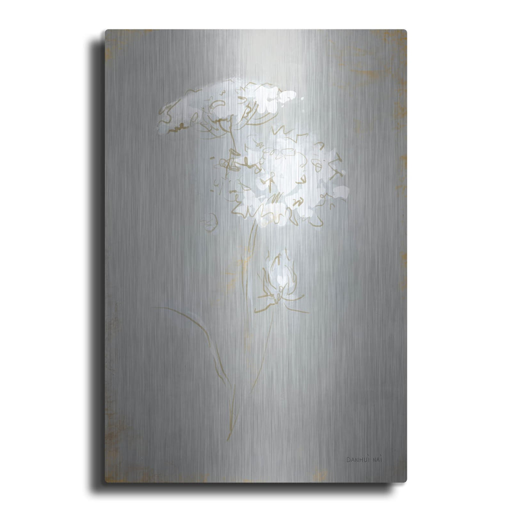 'White Floral Sketch 2' by Danhui Nai – Metal Wall Art