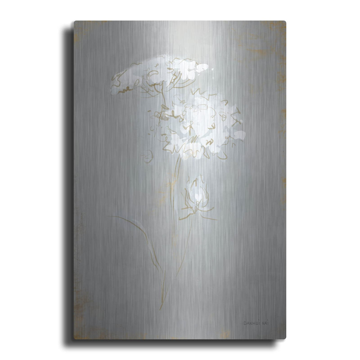 'White Floral Sketch 2' by Danhui Nai – Metal Wall Art