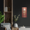 'White Hydrangea On Red' by Danhui Nai – Metal Wall Art, 12x24 room view