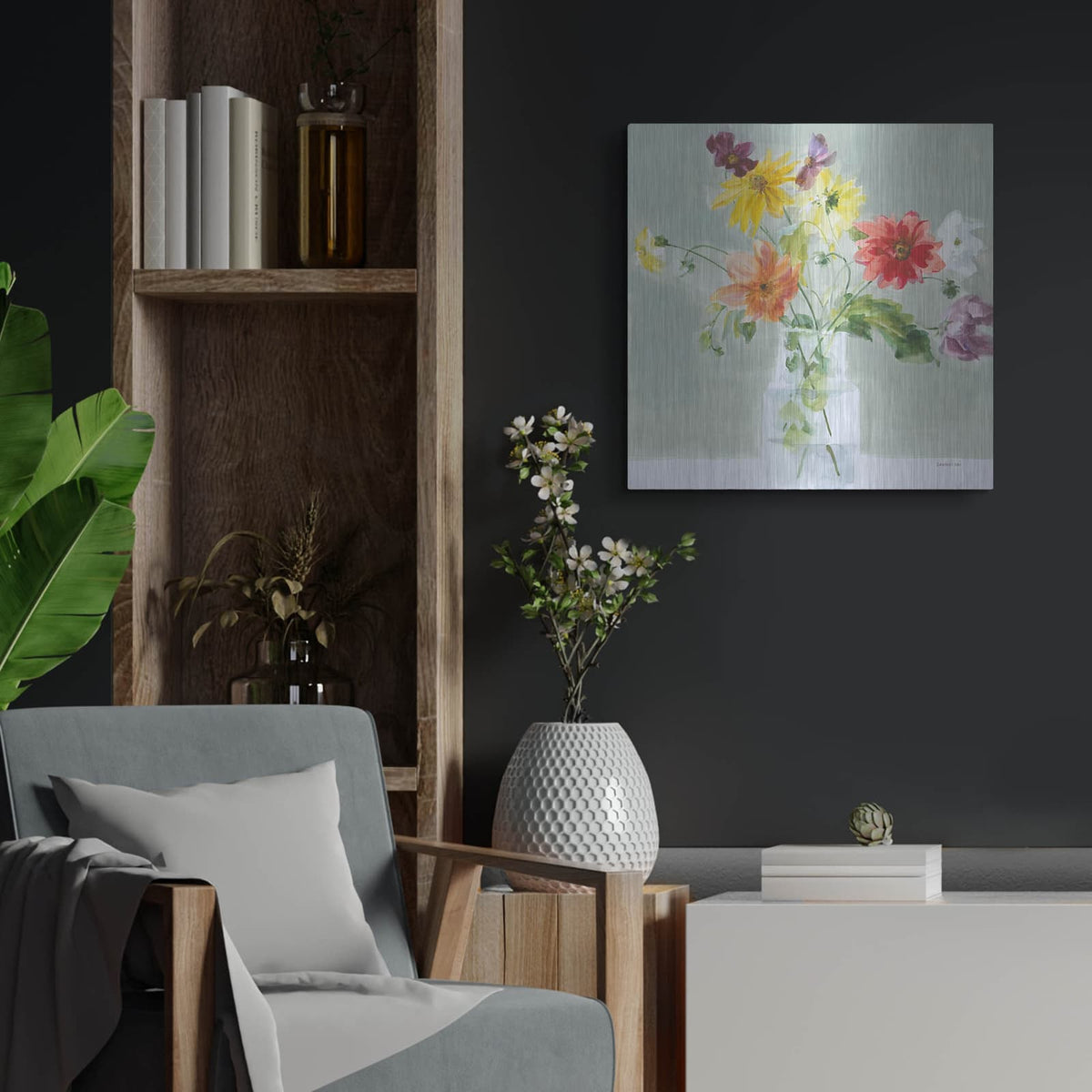 'Wild About Wildflowers' by Danhui Nai – Metal Wall Art, 24x24 room view
