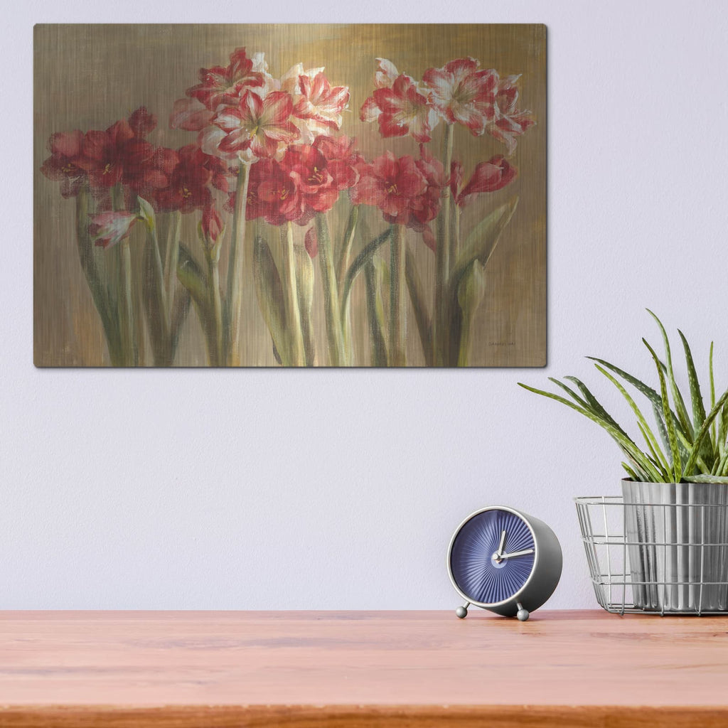 'Winter Amaryllis' by Danhui Nai – Metal Wall Art, 16x12 room view