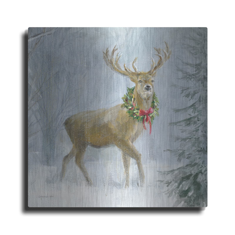 'Woodland Holidays 1 Deer' by Danhui Nai – Metal Wall Art