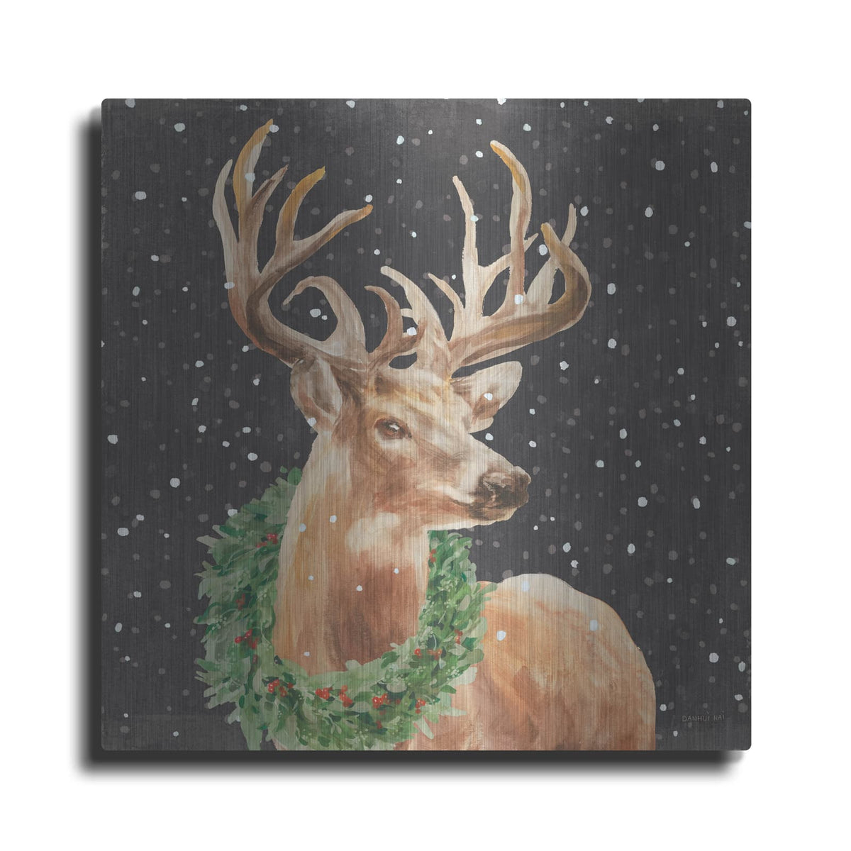 'Woodland Holidays Stag Black' by Danhui Nai – Metal Wall Art