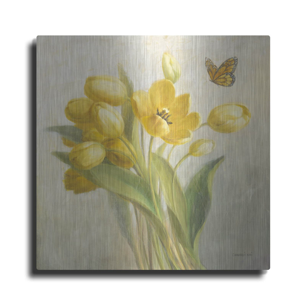 'Yellow French Tulips' by Danhui Nai – Metal Wall Art