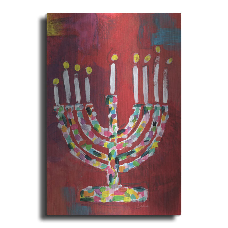 'Colorful Menorah' by Linda Woods – Metal Wall Art