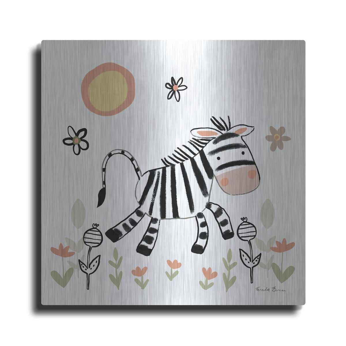 'Baby Zebra' by Farida Zaman – Metal Wall Art
