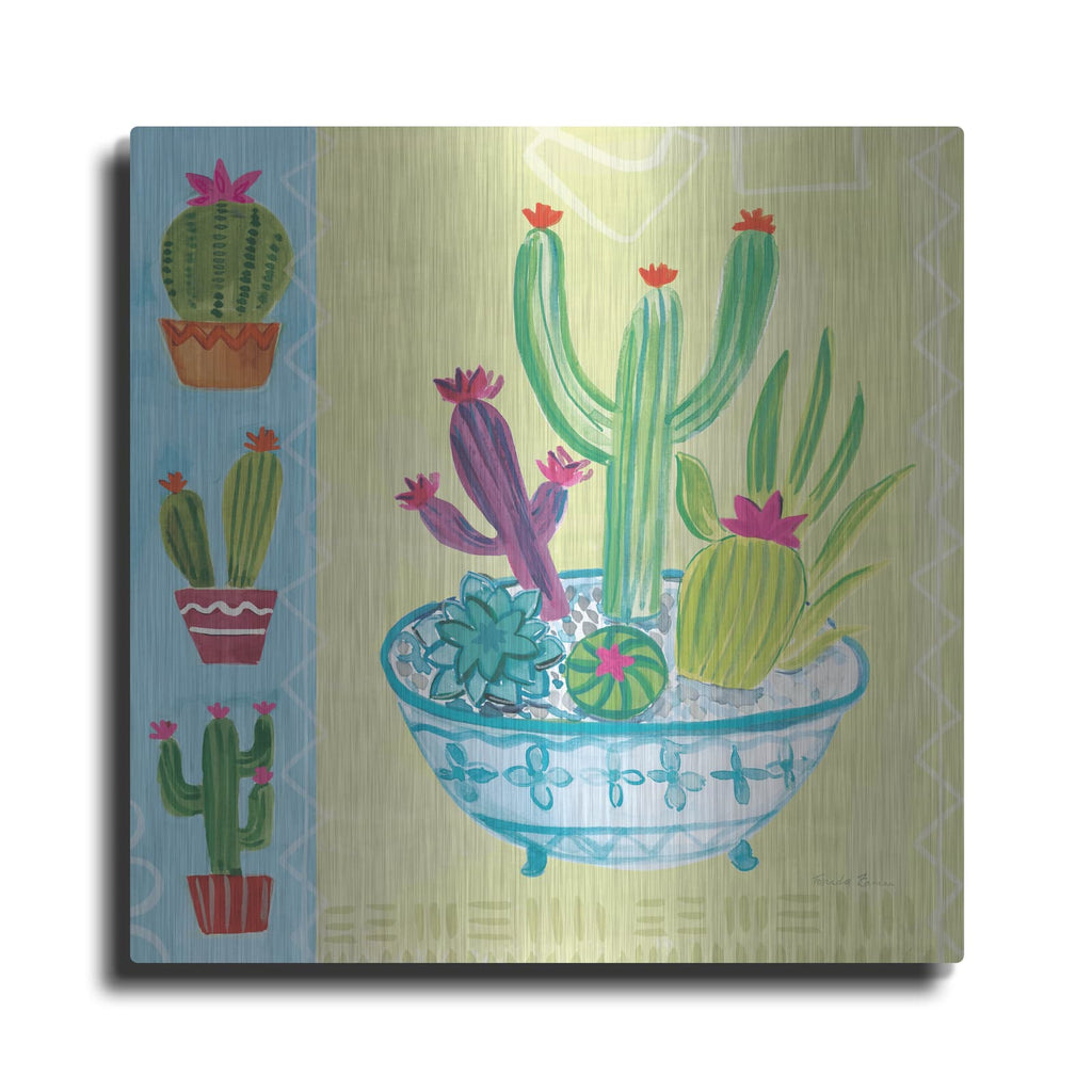'Cacti Garden 3 No Birds And Butterflies' by Farida Zaman – Metal Wall Art