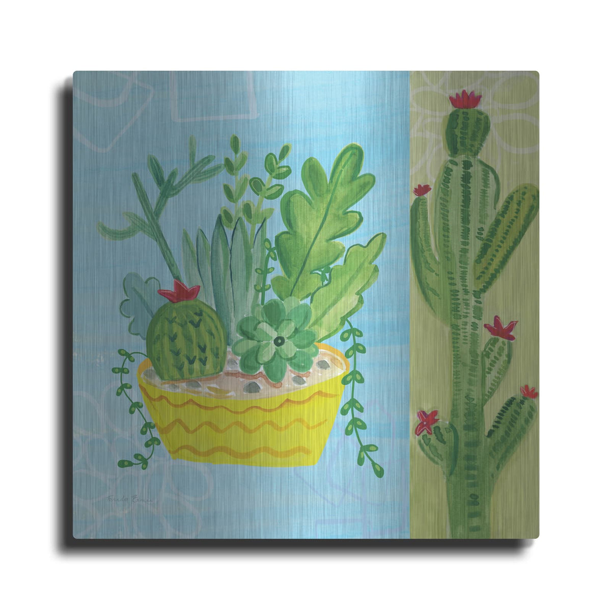 'Cacti Garden 4 No Birds And Butterflies' by Farida Zaman – Metal Wall Art