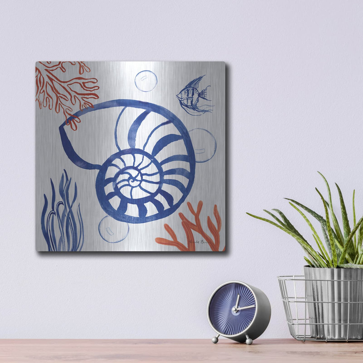 'Coastal Jewels 1' by Farida Zaman – Metal Wall Art, 12x12 room view