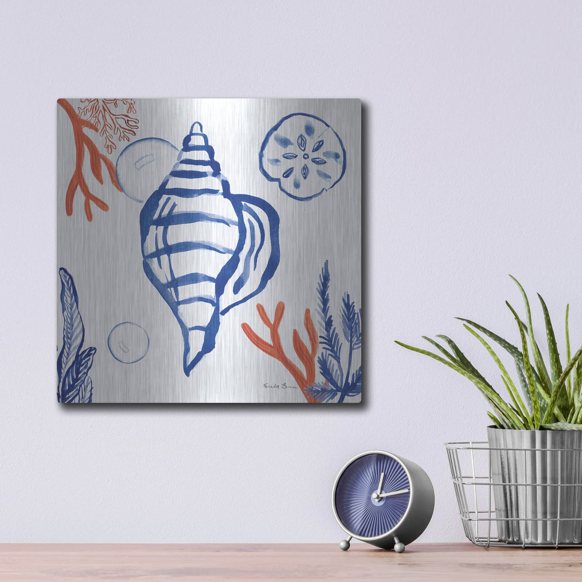 'Coastal Jewels 2' by Farida Zaman – Metal Wall Art, 12x12 room view
