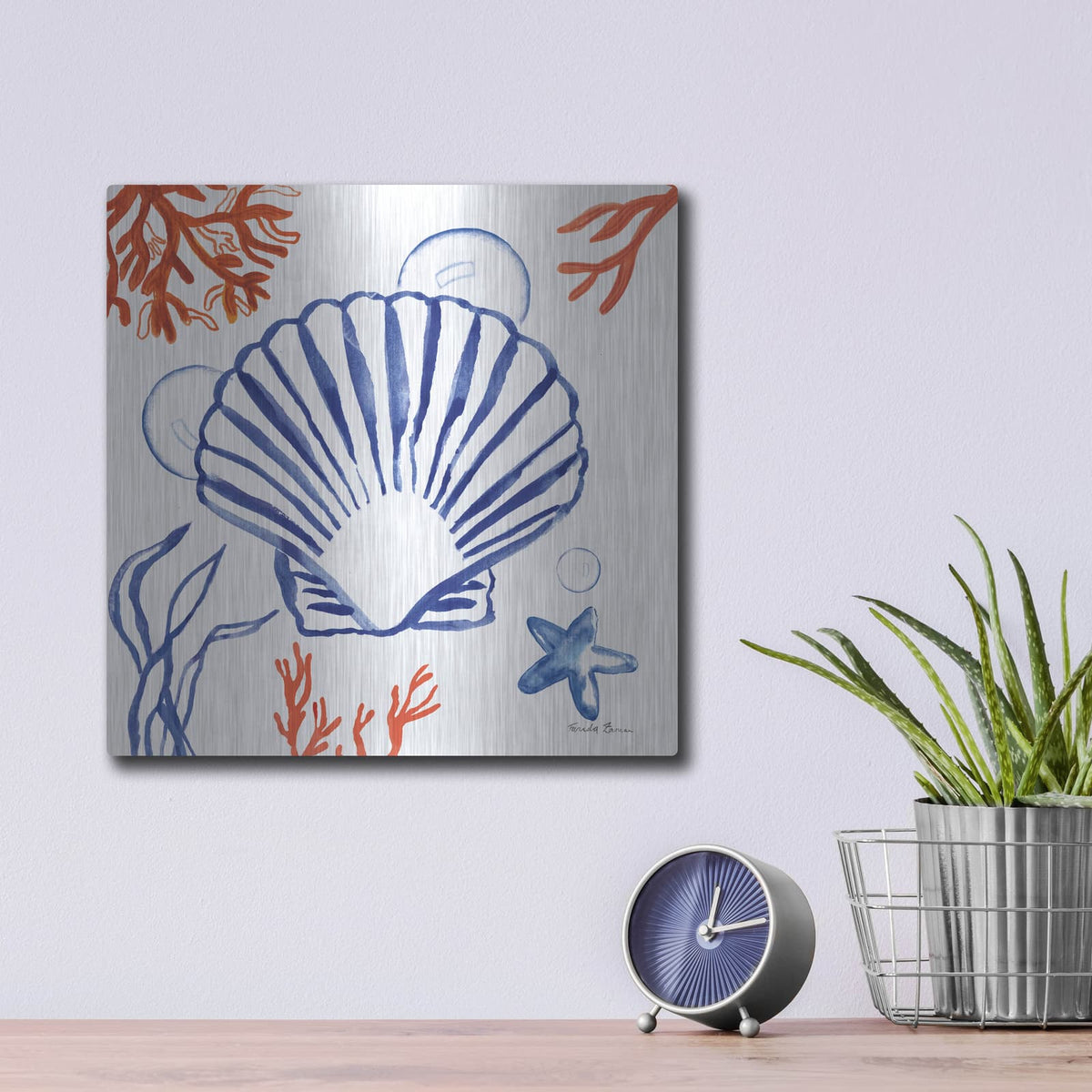 'Coastal Jewels 3' by Farida Zaman – Metal Wall Art, 12x12 room view