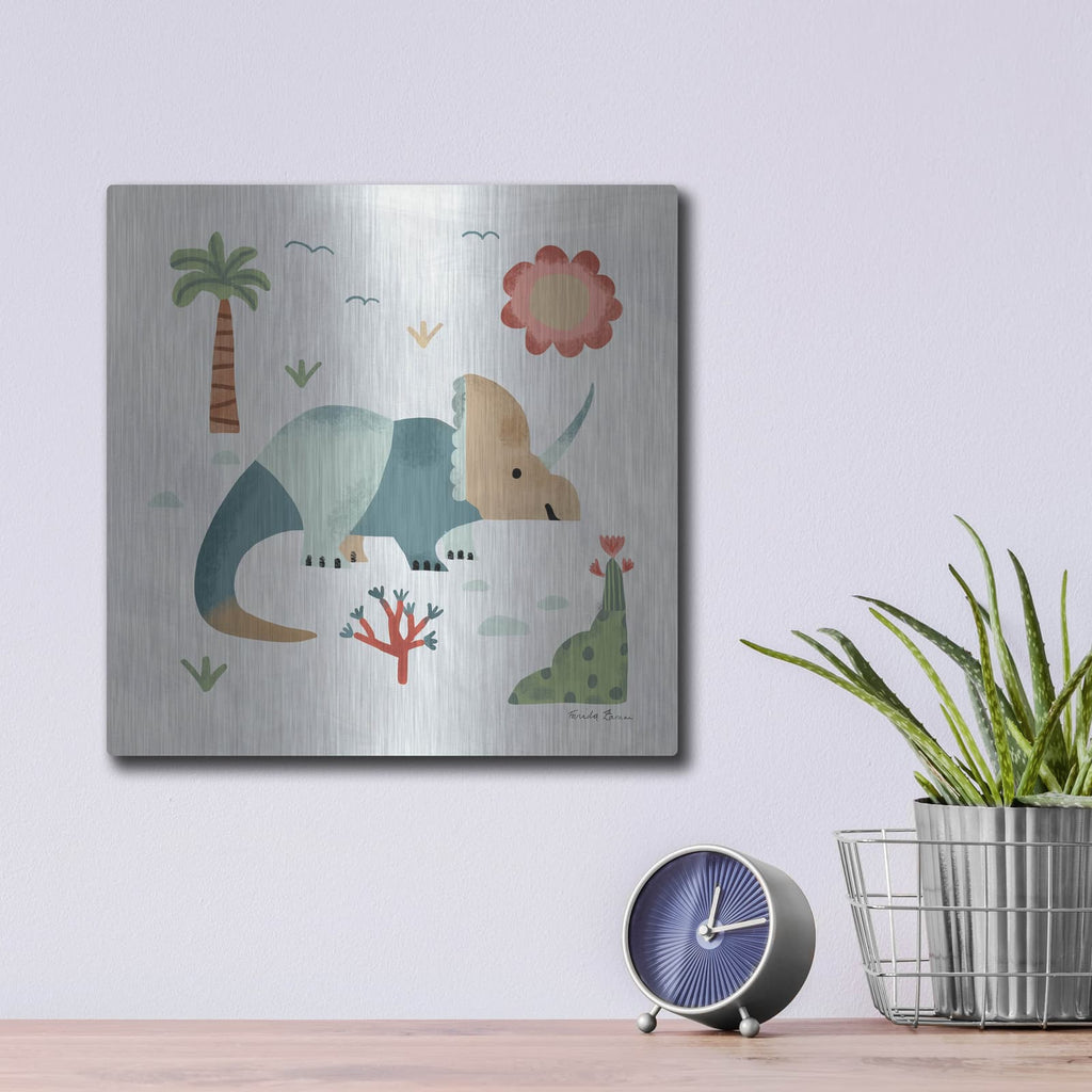 'Dino Fun 3' by Farida Zaman – Metal Wall Art, 12x12 room view