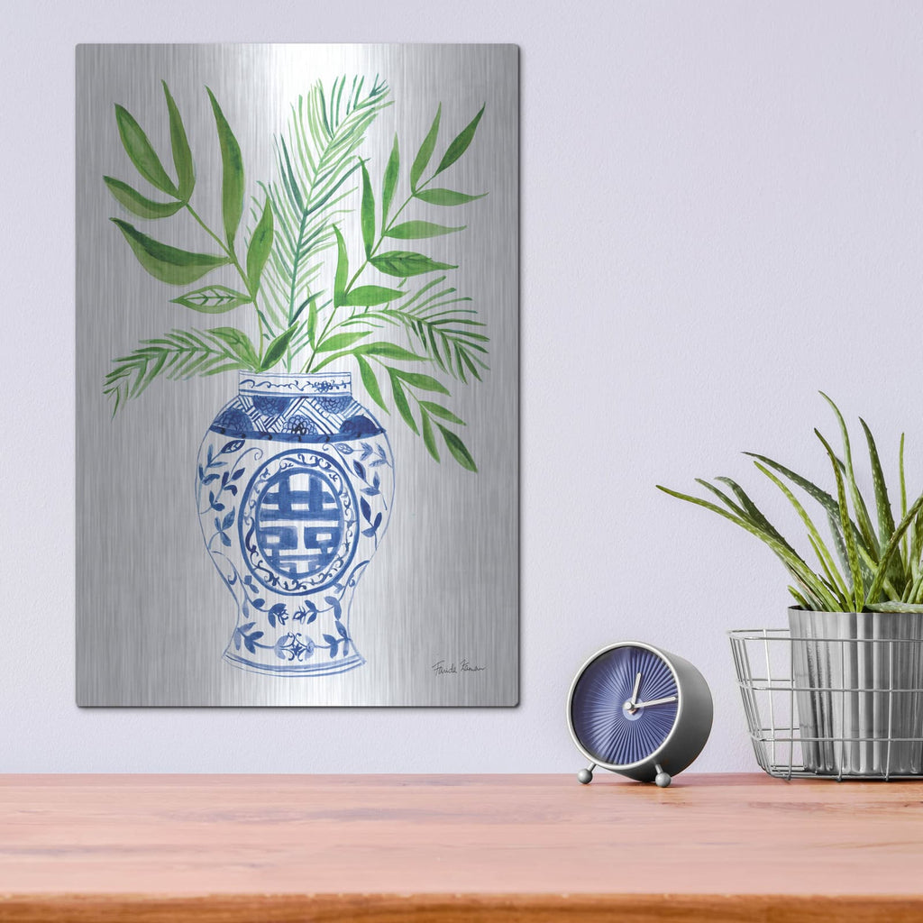 'Elegant Chinoiserie 2 White' by Farida Zaman – Metal Wall Art, 12x16 room view