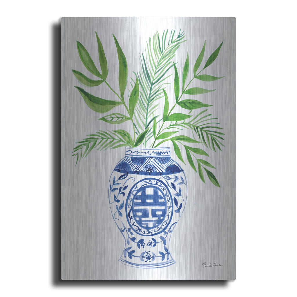 'Elegant Chinoiserie 2 White' by Farida Zaman – Metal Wall Art