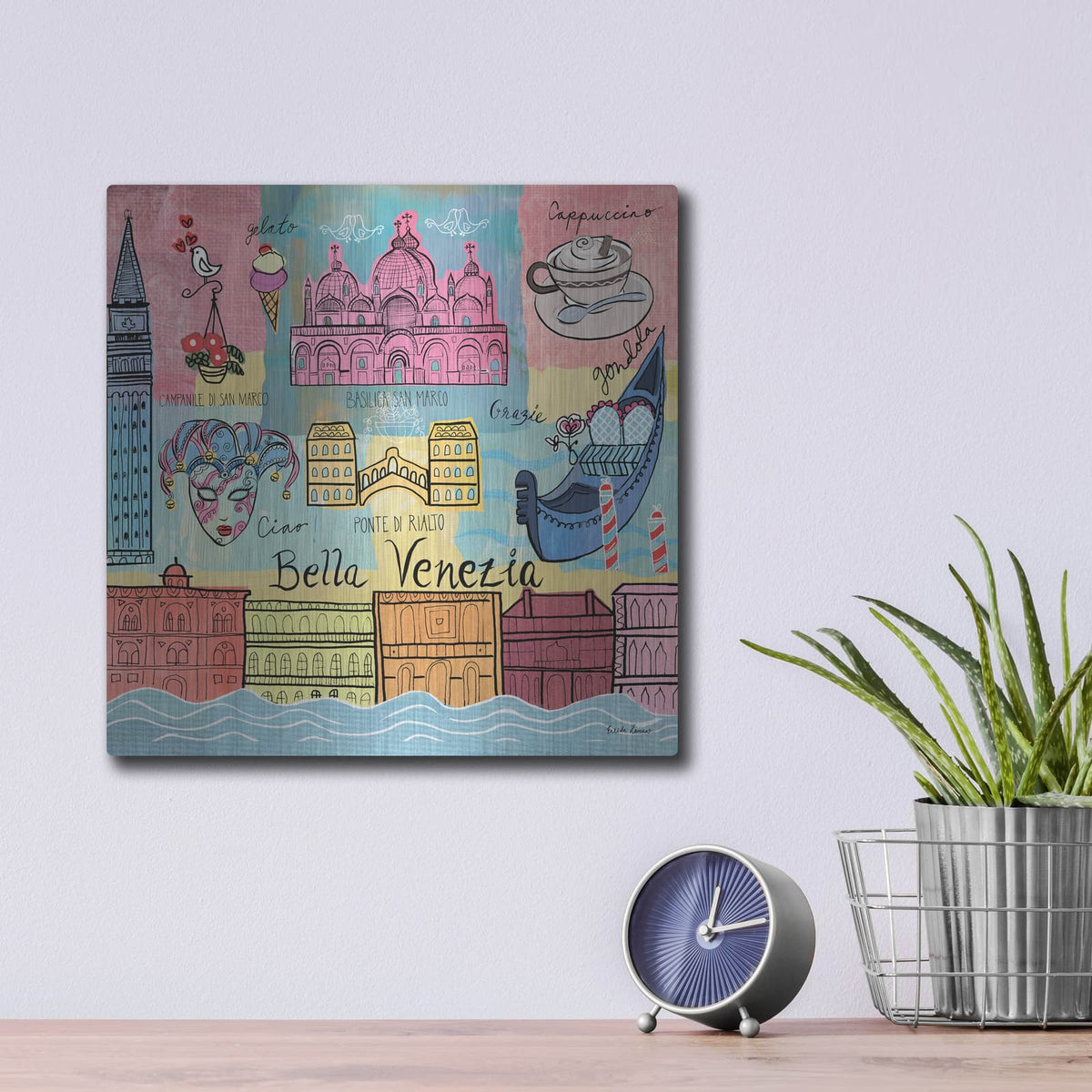 'Global Travel 4' by Farida Zaman – Metal Wall Art, 12x12 room view