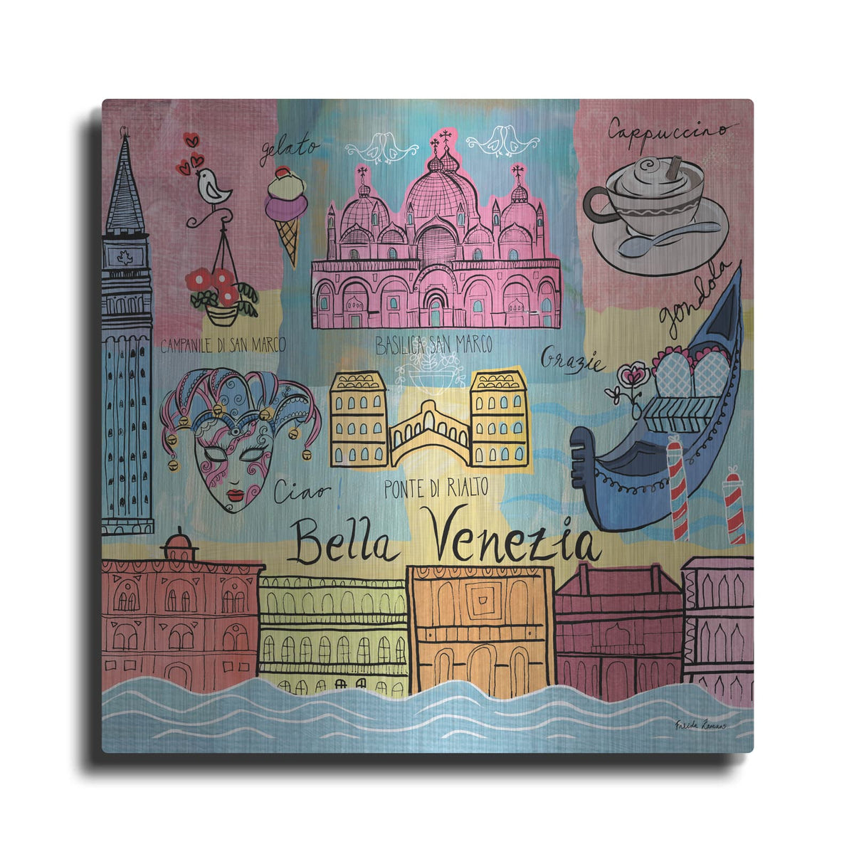'Global Travel 4' by Farida Zaman – Metal Wall Art