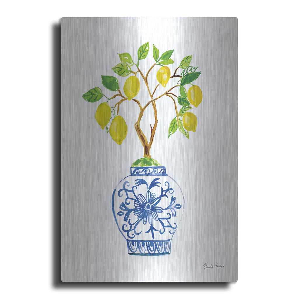 'Lemon Chinoiserie 2 V2' by Farida Zaman – Metal Wall Art