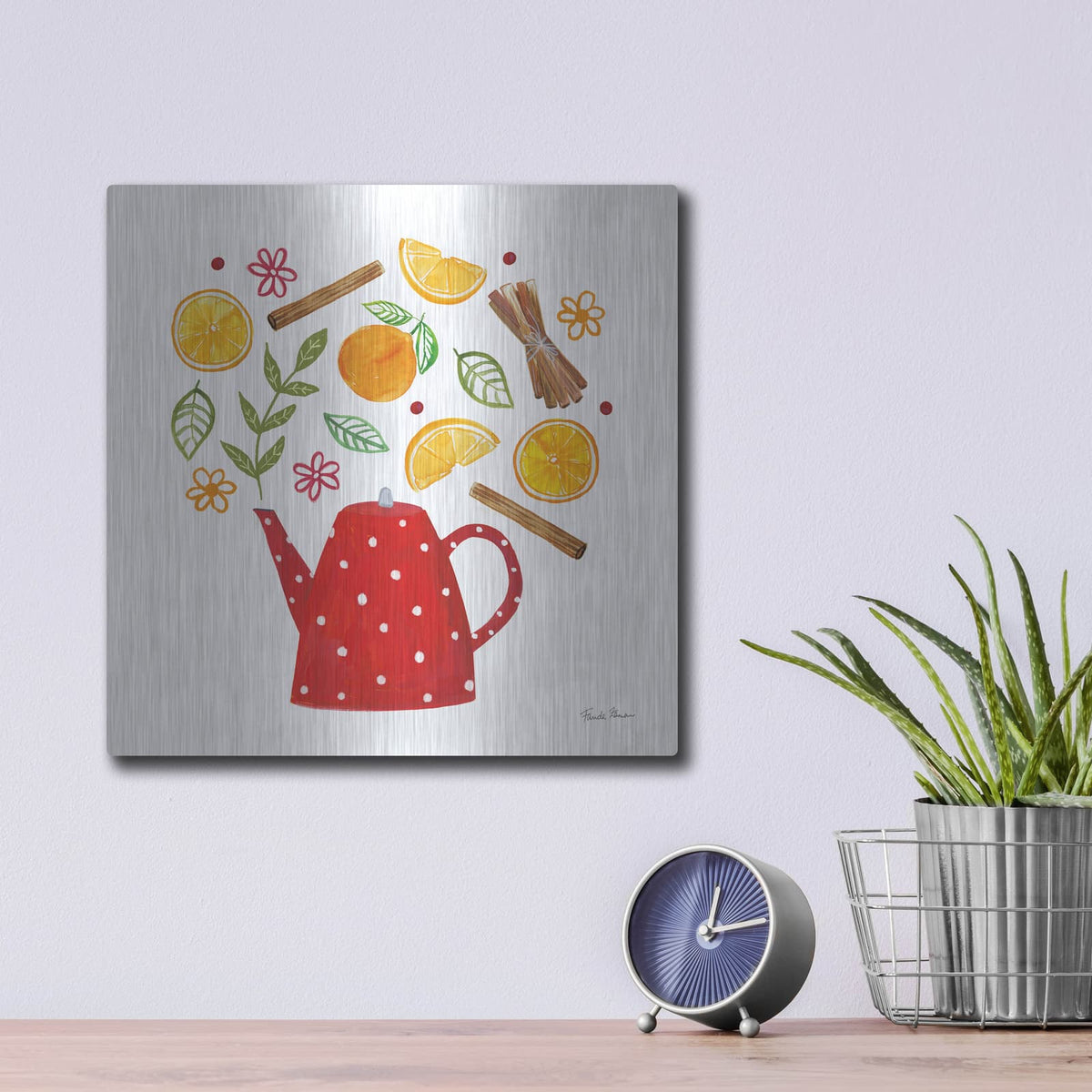 'Organic Tea 4' by Farida Zaman – Metal Wall Art, 12x12 room view