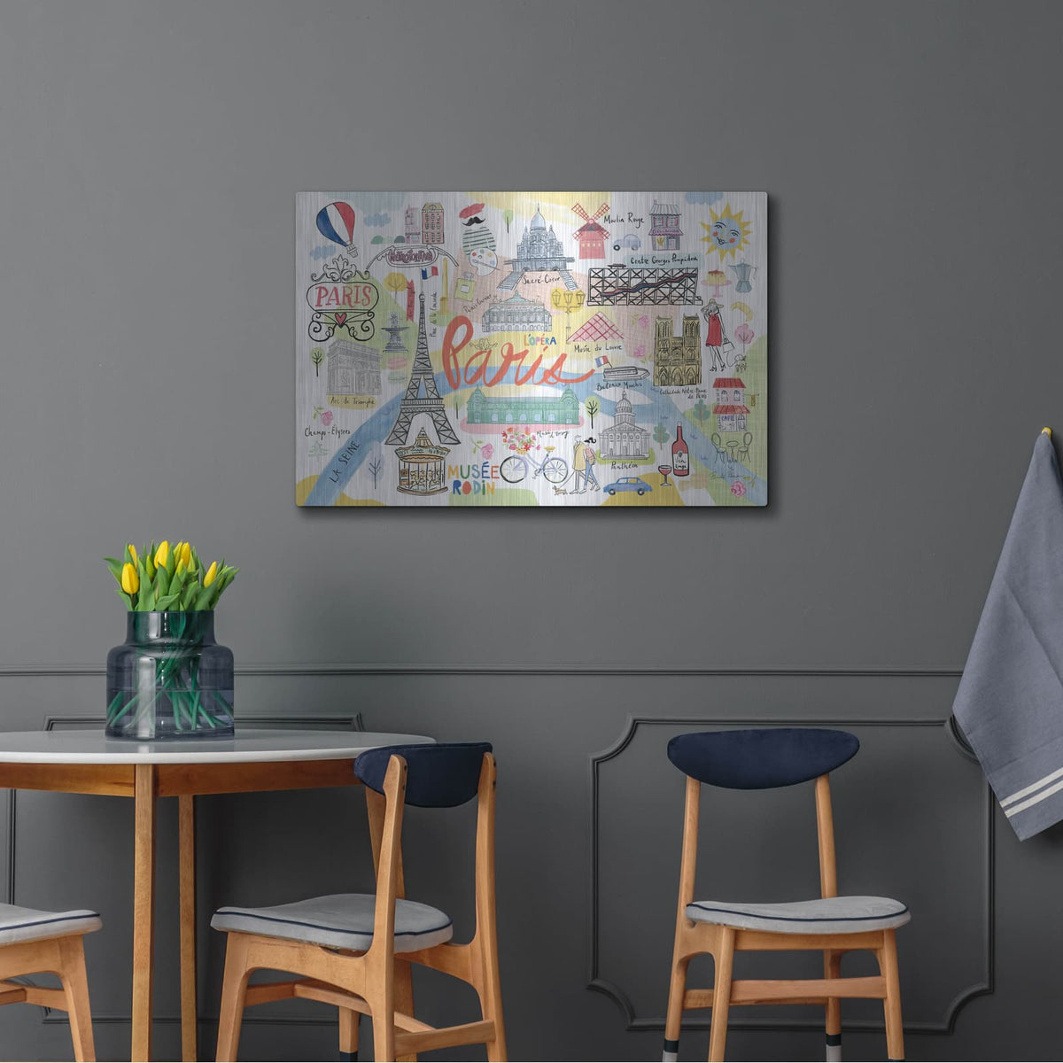 'Paris Map Light' by Farida Zaman – Metal Wall Art, 36x24 room view
