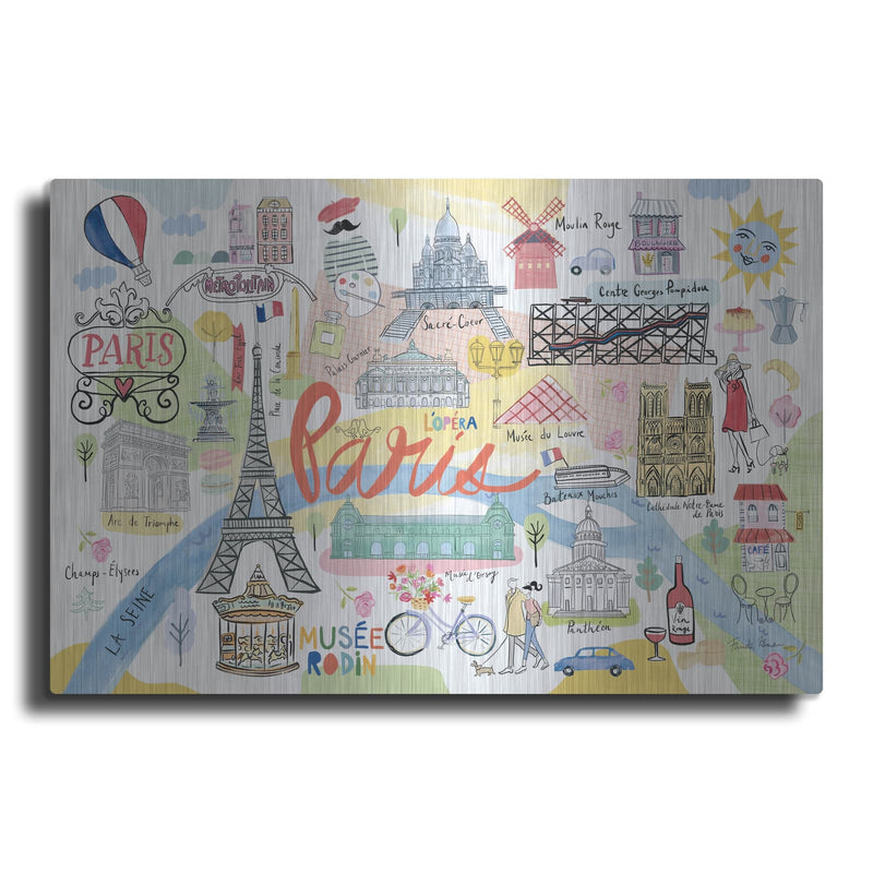'Paris Map Light' by Farida Zaman – Metal Wall Art