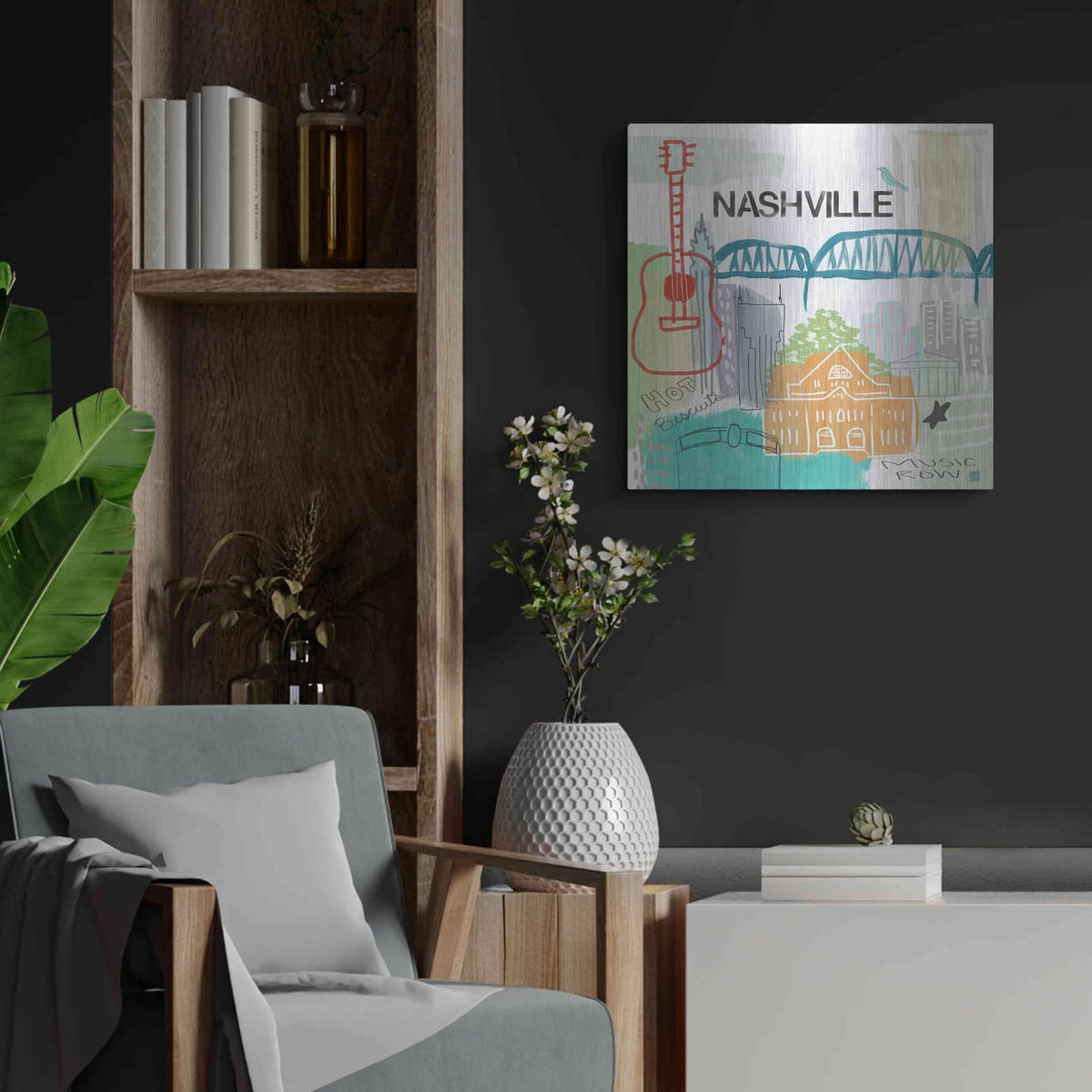 'Nashville' by Linda Woods – Metal Wall Art, 24x24 room view
