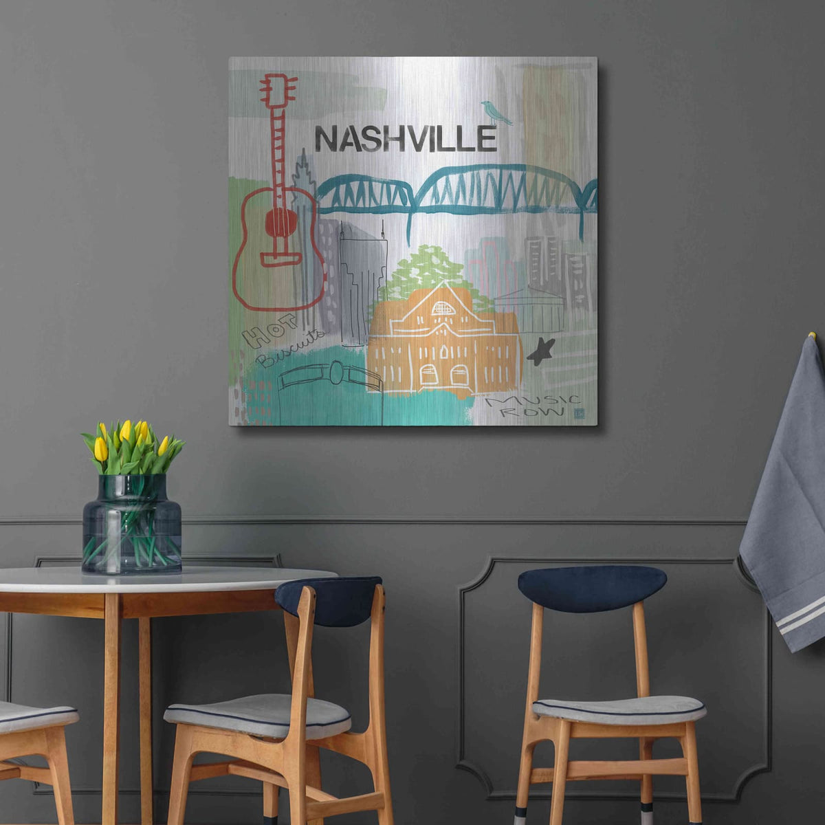 'Nashville' by Linda Woods – Metal Wall Art, 36x36 room view