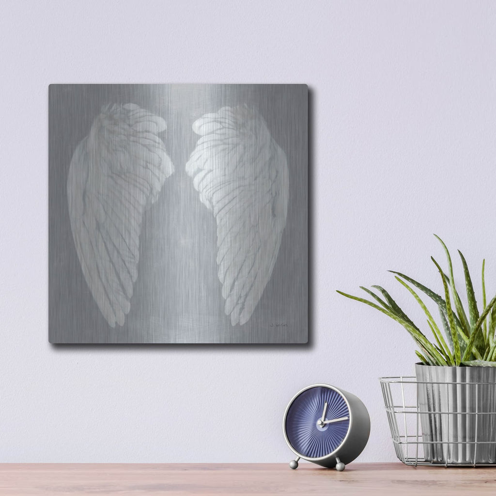 'Wings 1 On Gray Flipped' by James Wiens – Metal Wall Art, 12x12 room view