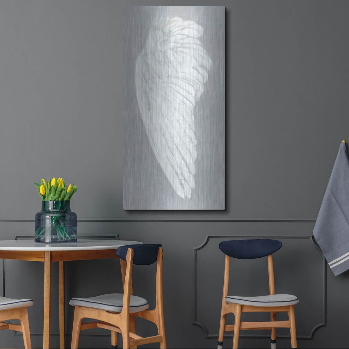 'Wings 2 On Gray Flipped' by James Wiens – Metal Wall Art, 24x48 room view