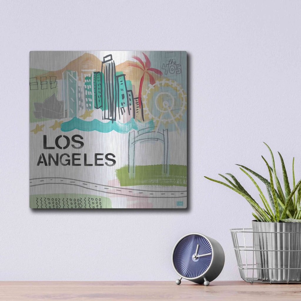 'Los Angeles' by Linda Woods – Metal Wall Art, 12x12 room view
