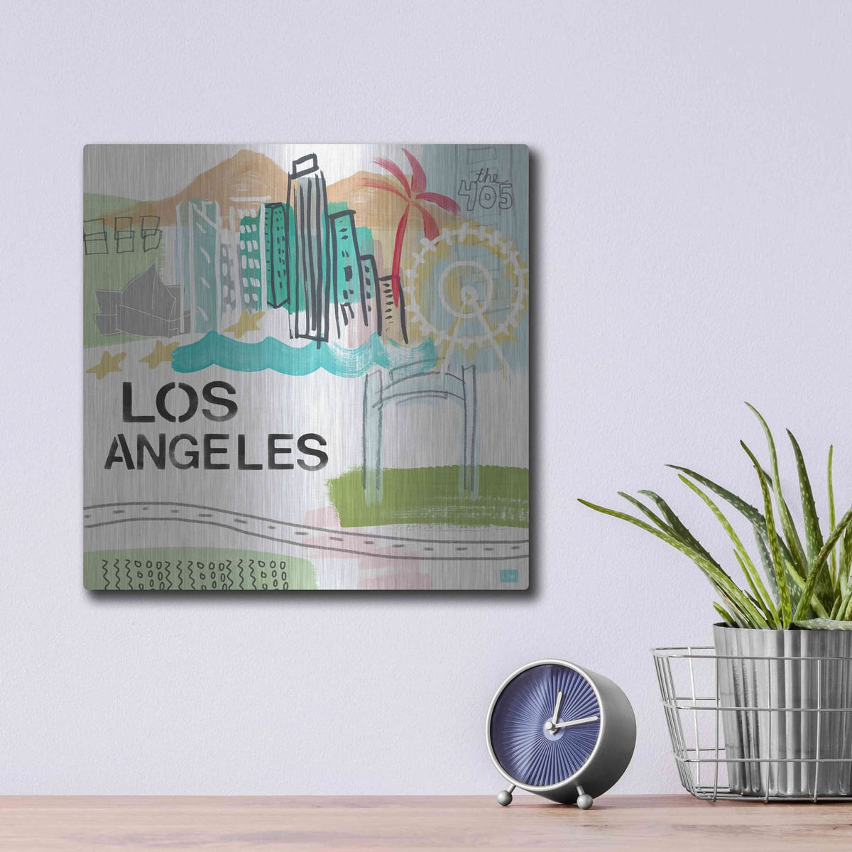 'Los Angeles' by Linda Woods – Metal Wall Art, 12x12 room view