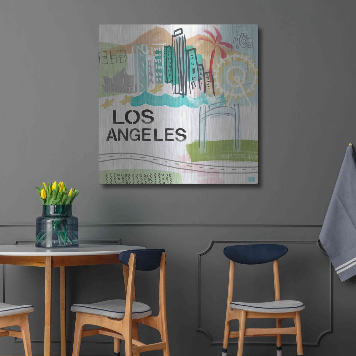 'Los Angeles' by Linda Woods – Metal Wall Art, 36x36 room view