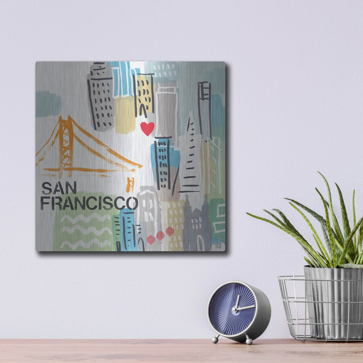 'San Francisco' by Linda Woods – Metal Wall Art, 12x12 room view