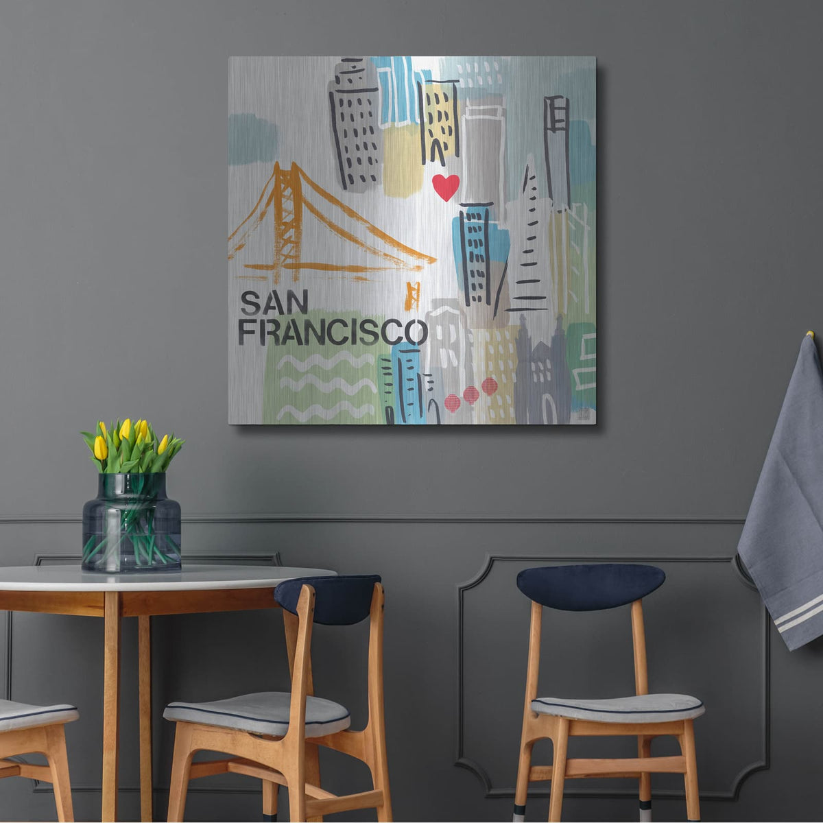 'San Francisco' by Linda Woods – Metal Wall Art, 36x36 room view