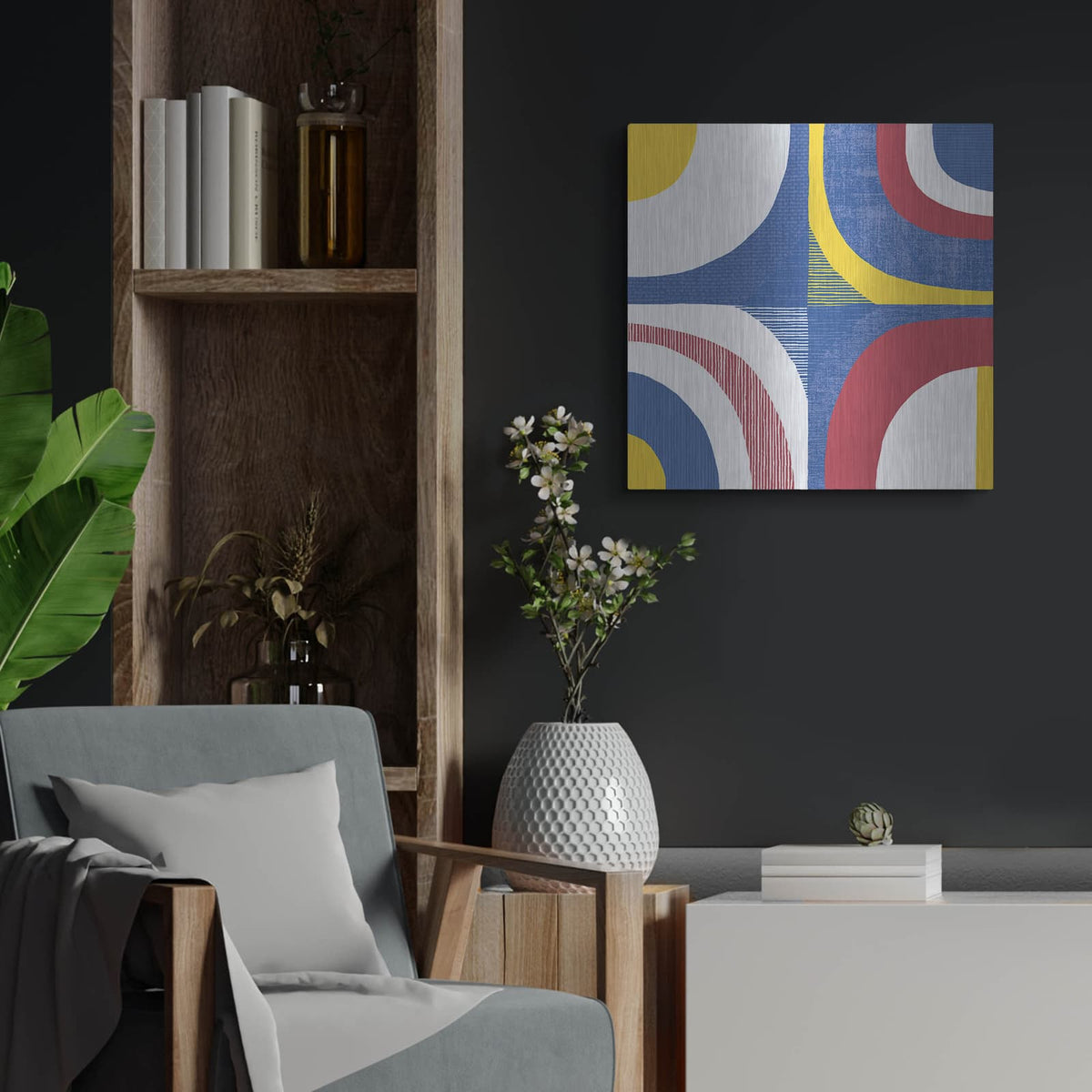 'Abstract Circles' by Wild Apple Portfolio – Metal Wall Art, 24x24 room view