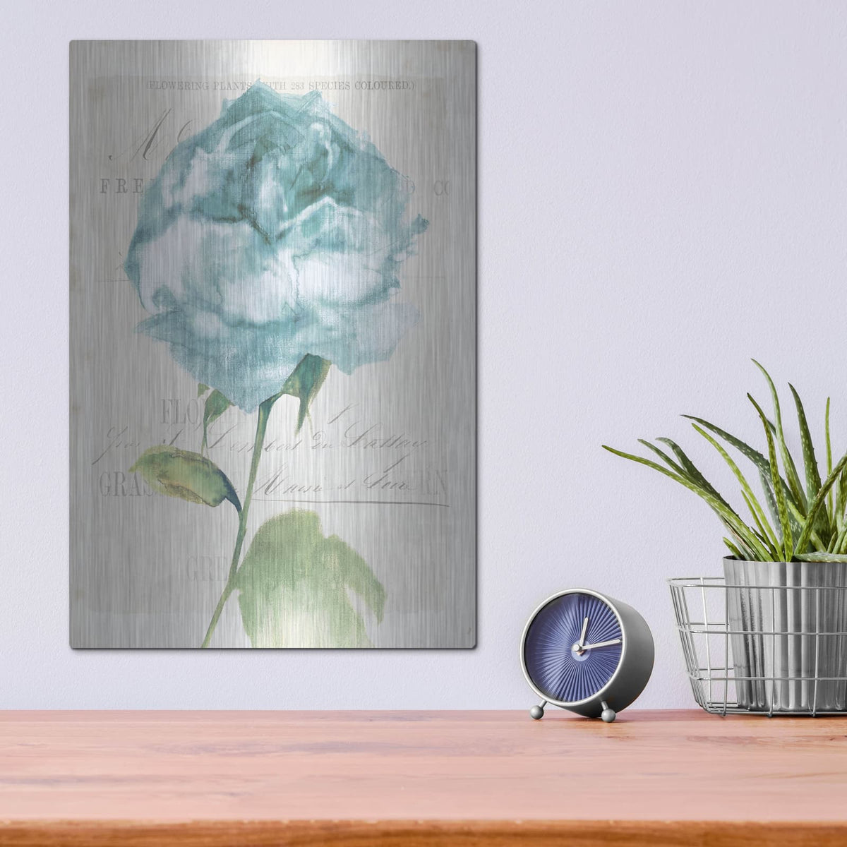 'Antique Floral 2 Blue Vintage' by Wild Apple Portfolio – Metal Wall Art, 12x16 room view