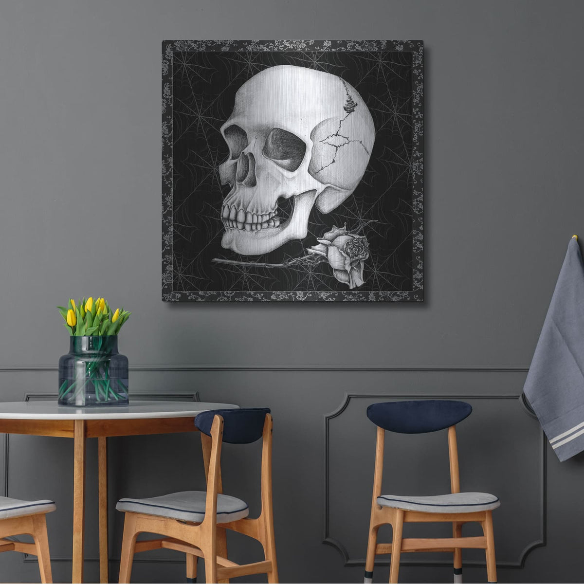 'Arsenic And Old Lace Bw No Words 3' by Wild Apple Portfolio – Metal Wall Art, 36x36 room view