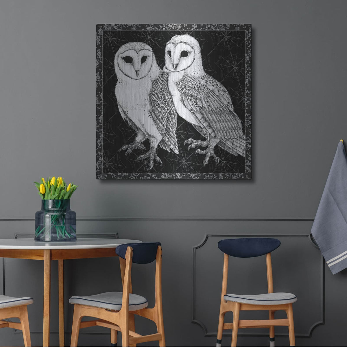 'Arsenic And Old Lace Bw No Words 4' by Wild Apple Portfolio – Metal Wall Art, 36x36 room view