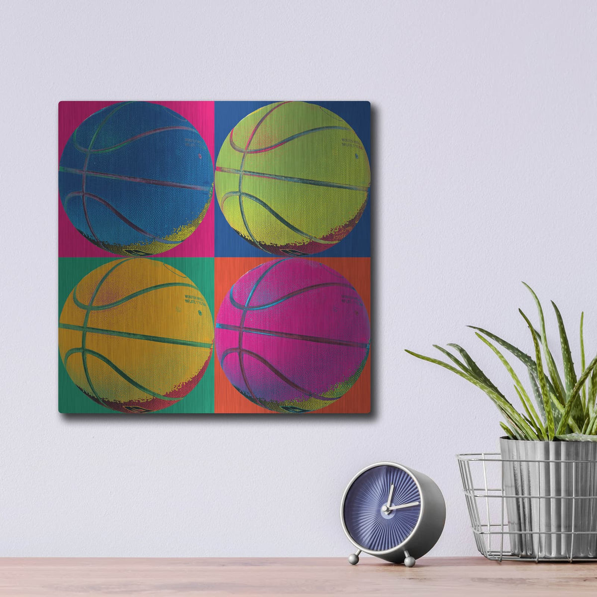 'Ball Four Basketball C' by Wild Apple Portfolio – Metal Wall Art, 12x12 room view