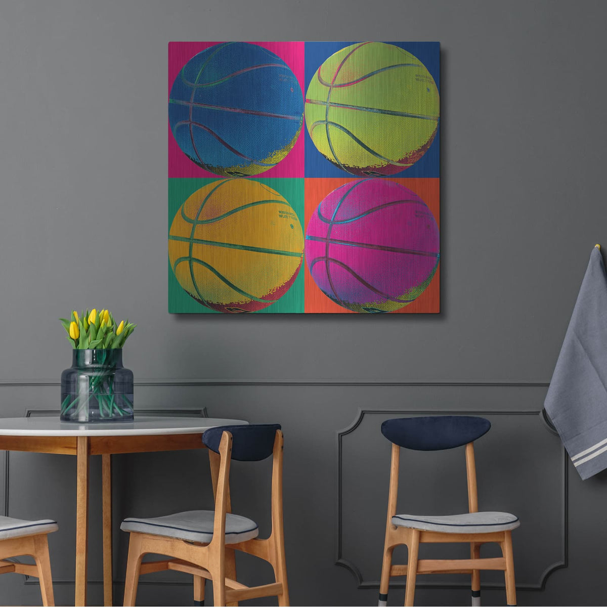 'Ball Four Basketball C' by Wild Apple Portfolio – Metal Wall Art, 36x36 room view