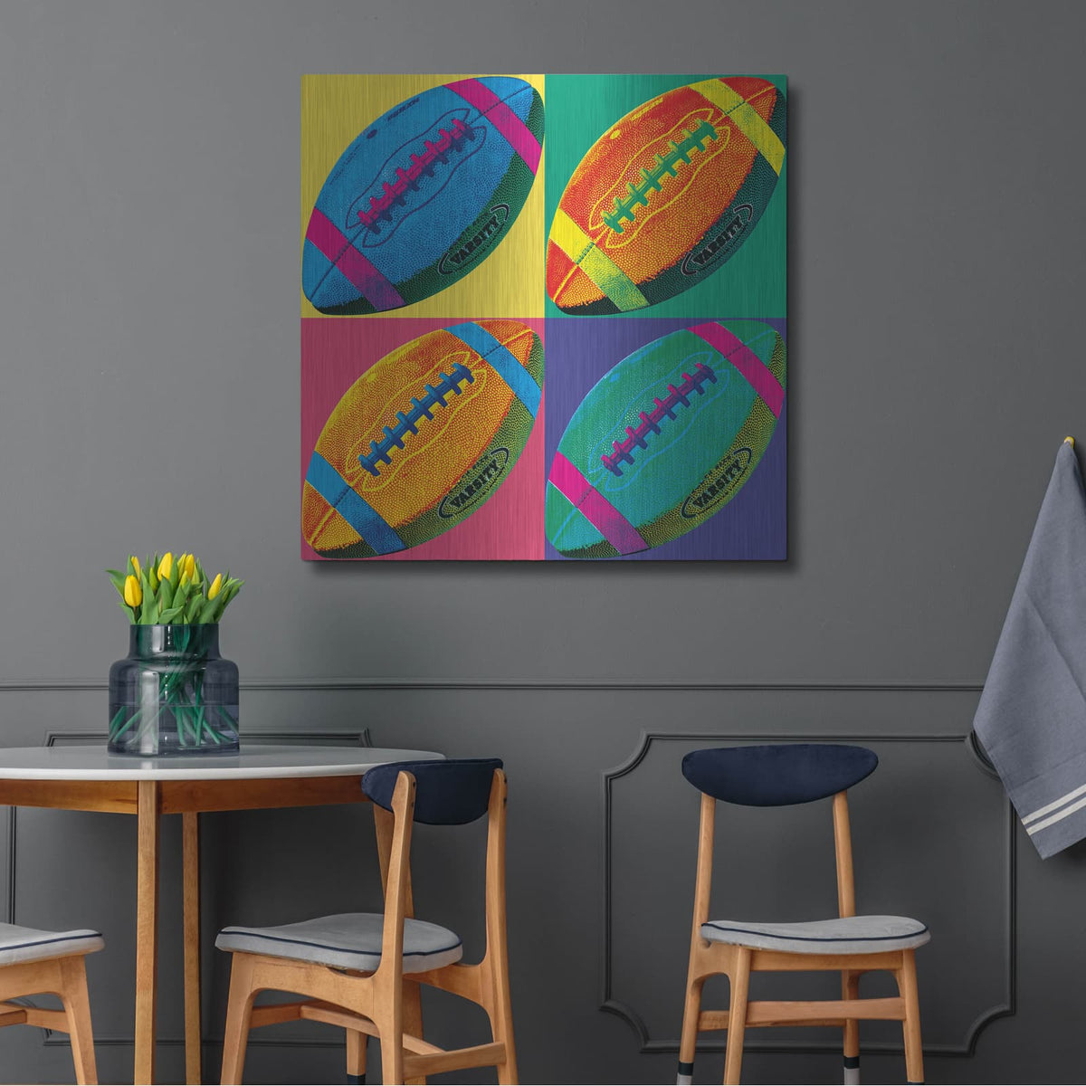 'Ball Four Football C' by Wild Apple Portfolio – Metal Wall Art, 36x36 room view