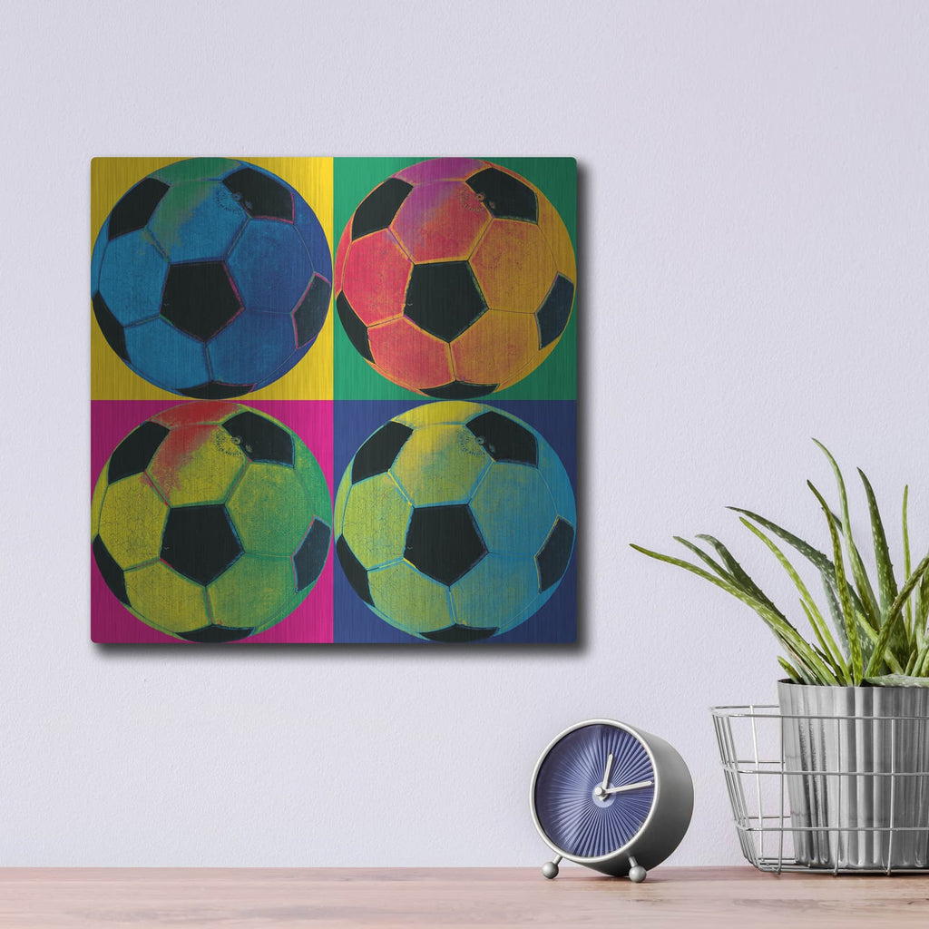 'Ball Four Soccer C' by Wild Apple Portfolio – Metal Wall Art, 12x12 room view
