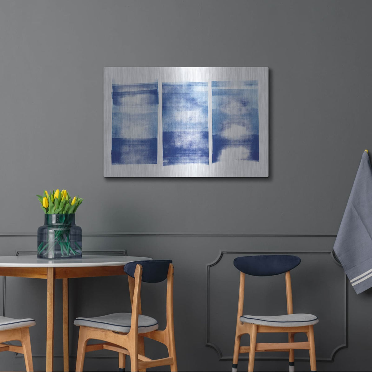 'Blue Geometric Abstract 1' by Wild Apple Portfolio – Metal Wall Art, 36x24 room view