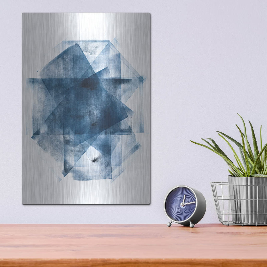 'Blue Geometric Abstract 2' by Wild Apple Portfolio – Metal Wall Art, 12x16 room view