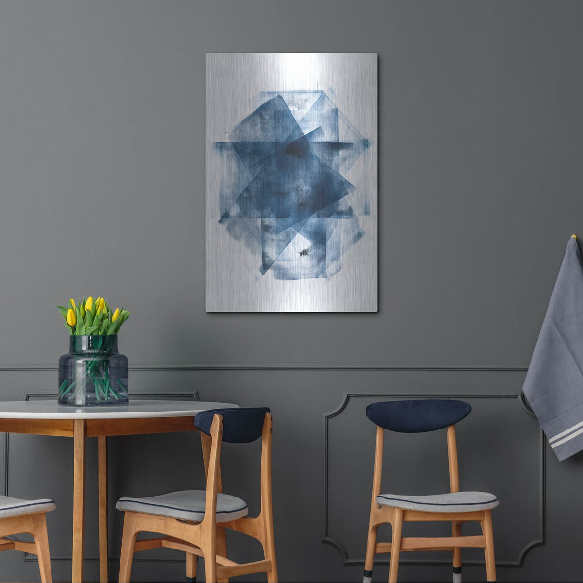 'Blue Geometric Abstract 2' by Wild Apple Portfolio – Metal Wall Art, 24x36 room view