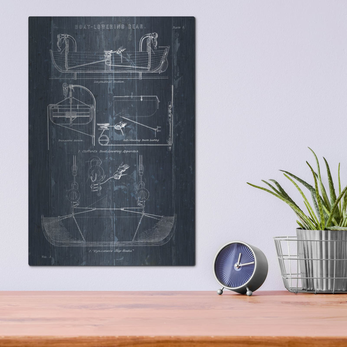 'Boat Launching Blueprint 1' by Wild Apple Portfolio – Metal Wall Art, 12x16 room view