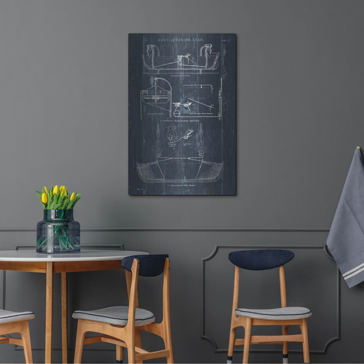'Boat Launching Blueprint 1' by Wild Apple Portfolio – Metal Wall Art, 24x36 room view