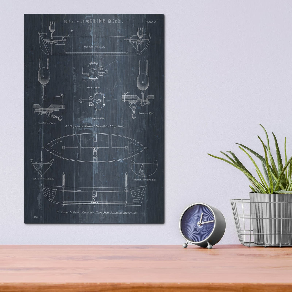 'Boat Launching Blueprint 2' by Wild Apple Portfolio – Metal Wall Art, 12x16 room view