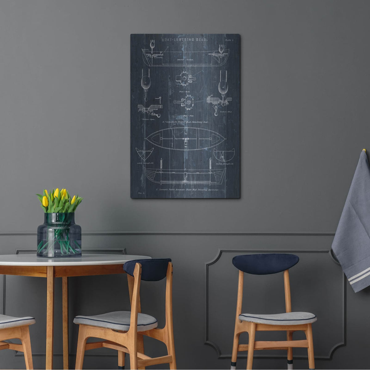 'Boat Launching Blueprint 2' by Wild Apple Portfolio – Metal Wall Art, 24x36 room view