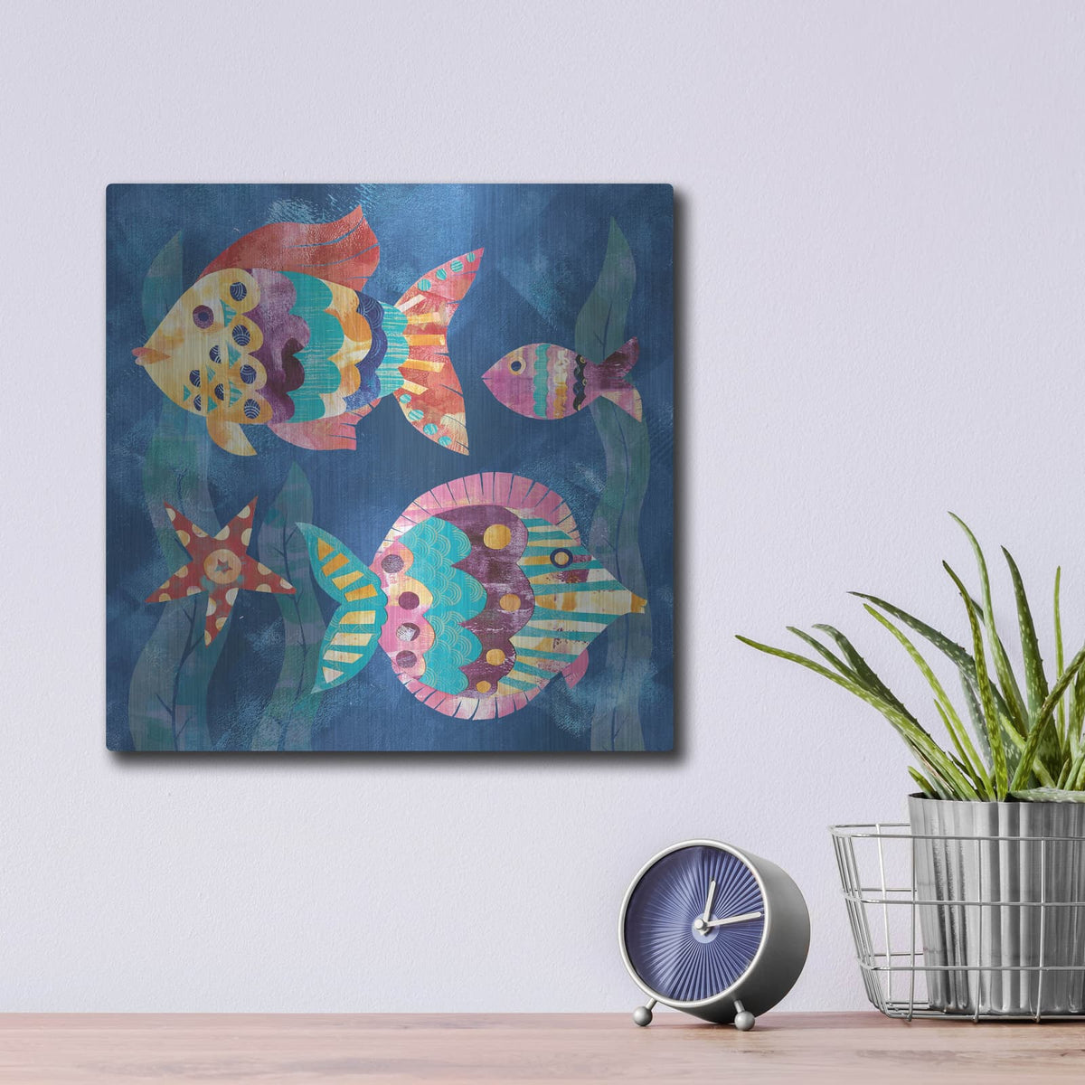 'Boho Reef Fish 2' by Wild Apple Portfolio – Metal Wall Art, 12x12 room view